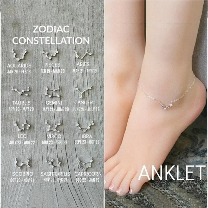 12 Constellation Zodiac Anklets - Crystalstile