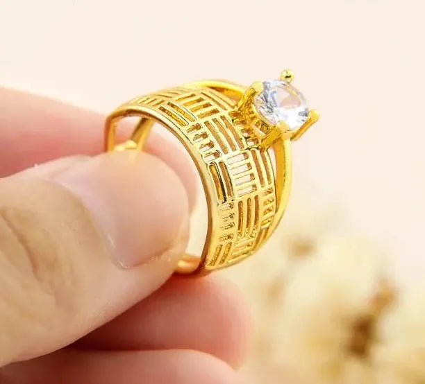 18k Gold Plated Couple Rings Crystalstile