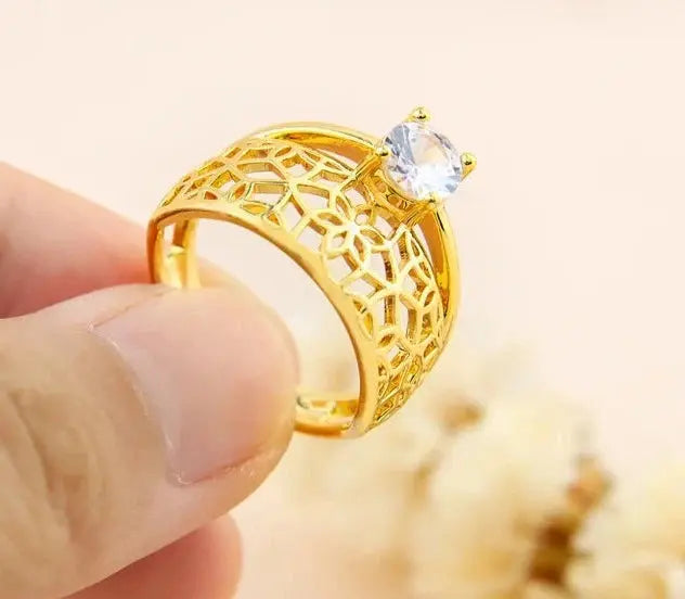 18k Gold Plated Couple Rings Crystalstile