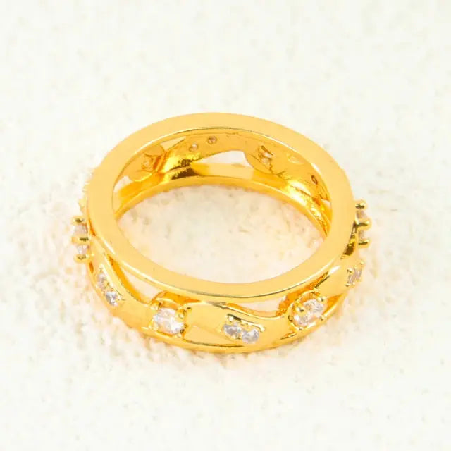 18k Gold Plated Middle East Dubai Couple Ring Crystalstile