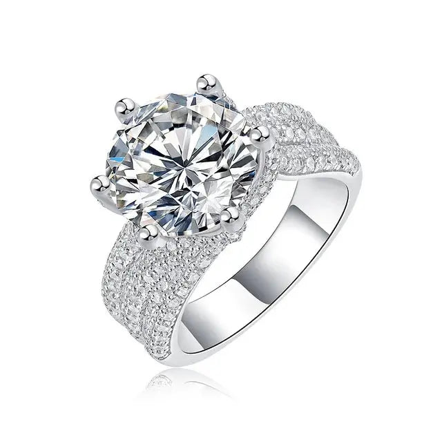 5CT D Color Moissanite Diamond Solitaire Ring Crystalstile