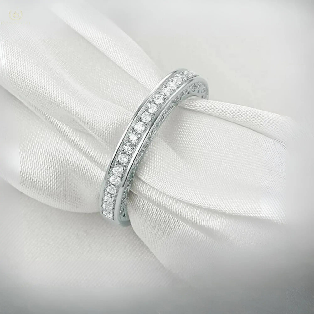 925 Sterling Silver Straight Stackable Wedding Ring Crystalstile