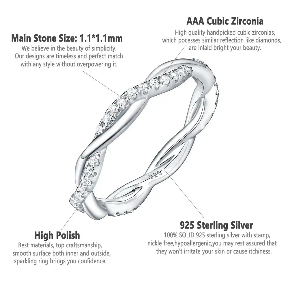 925 Sterling Silver Wedding Ring for Women Crystalstile