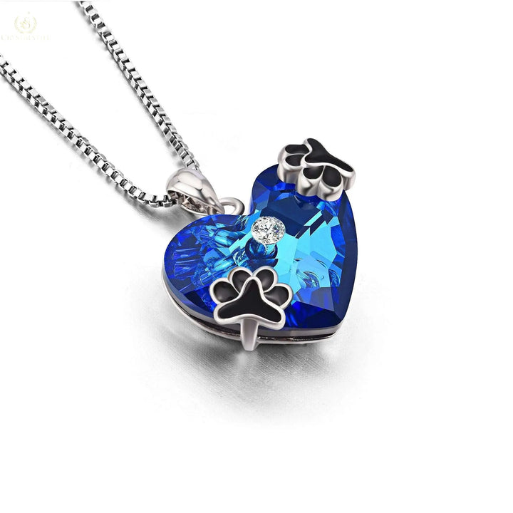 Blue Crystal Pendant 925 Silver Necklace - Crystalstile
