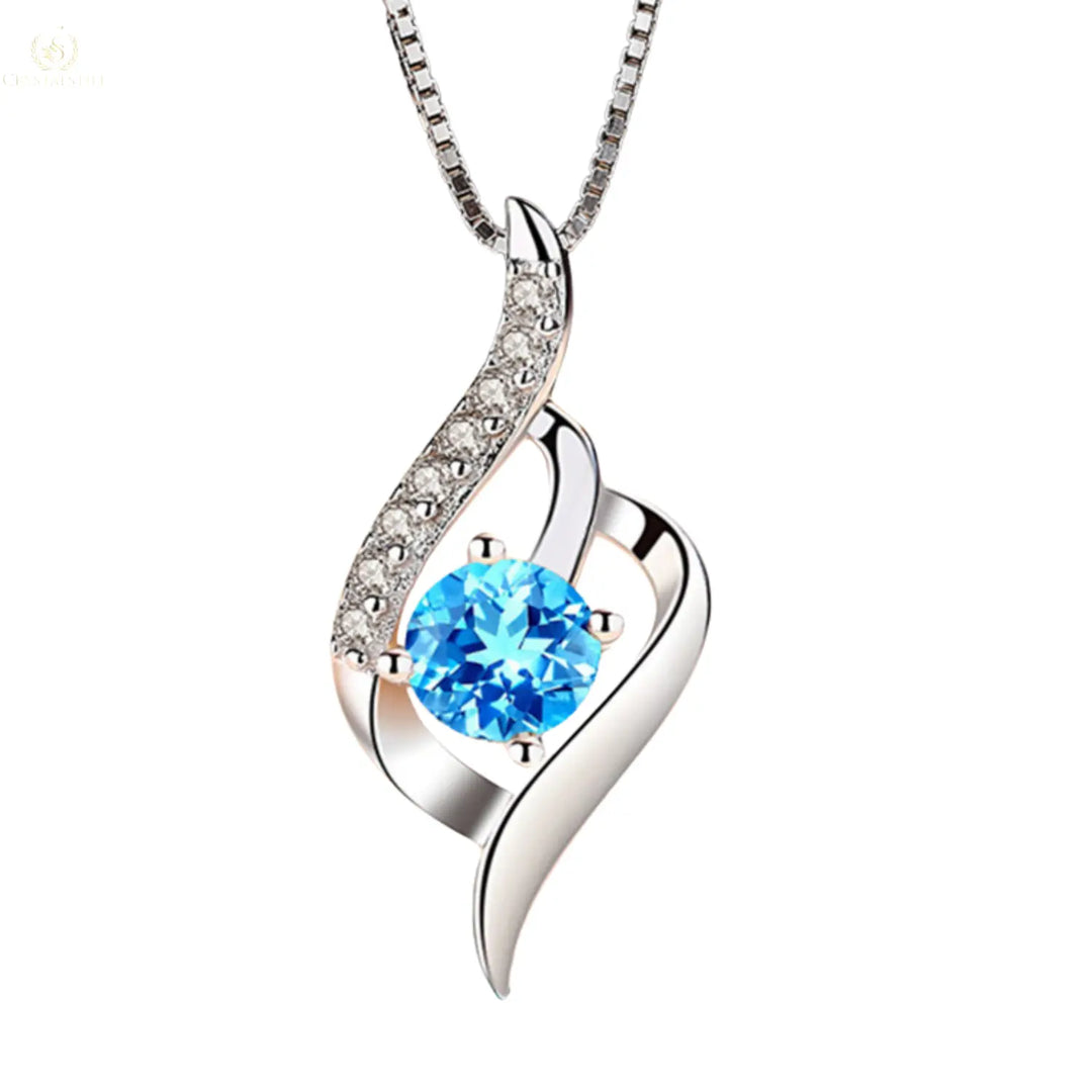 Diamond Blue Crystal Pendant Clavicle Chain Crystalstile