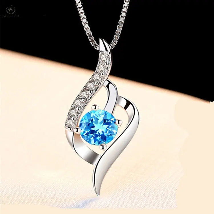 Diamond Blue Crystal Pendant Clavicle Chain Crystalstile