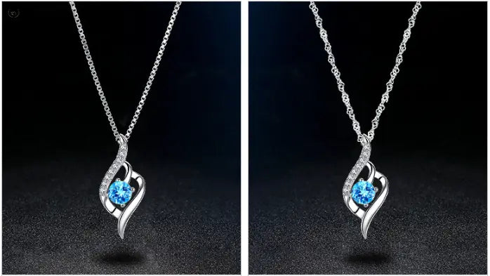 Diamond Blue Crystal Pendant Clavicle Chain Crystalstile