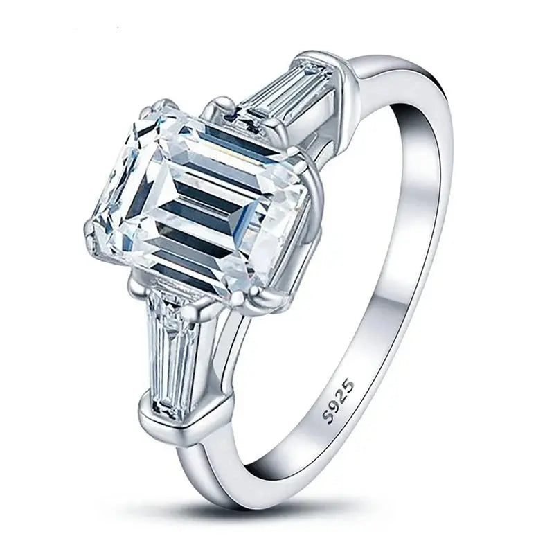 Emerald Cut 2CT D Color Moissanite Rings Crystalstile