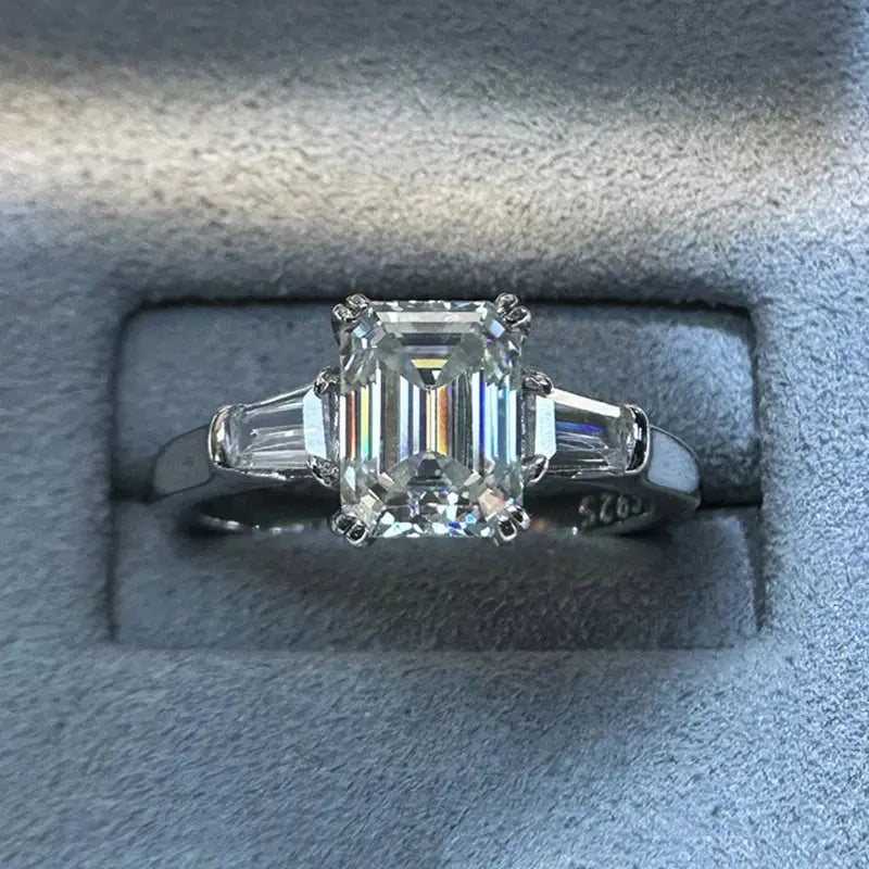 Emerald Cut 2CT D Color Moissanite Rings Crystalstile