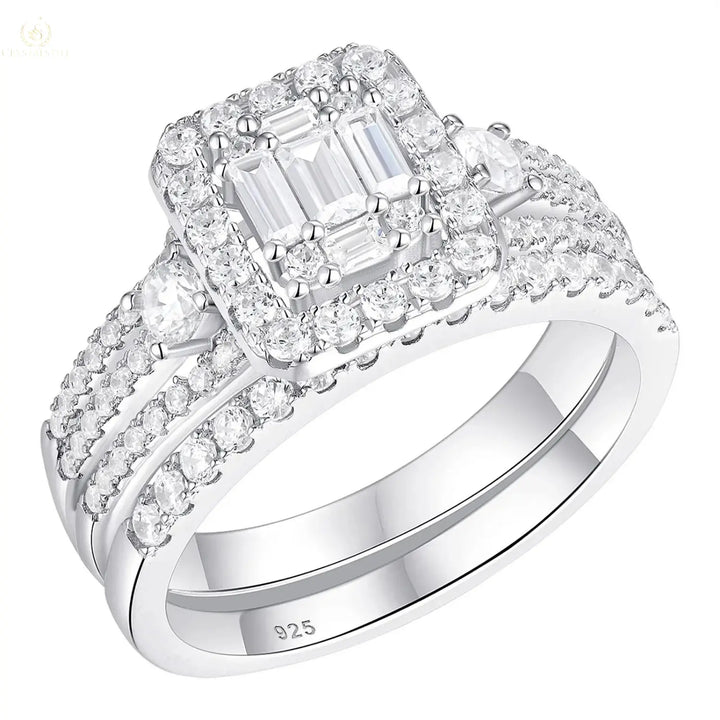 Emerald Cut Cubic Zirconia Bridal Set Crystalstile