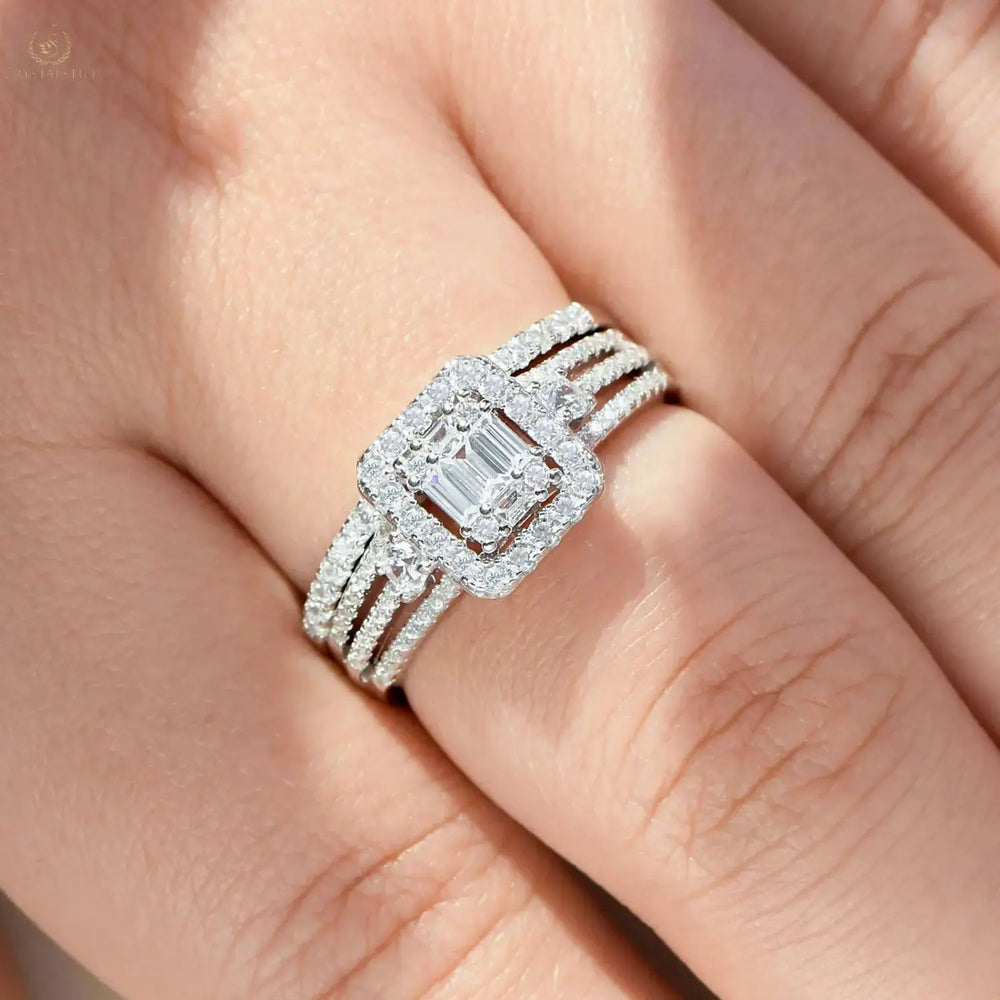 Emerald Cut Cubic Zirconia Bridal Set Crystalstile