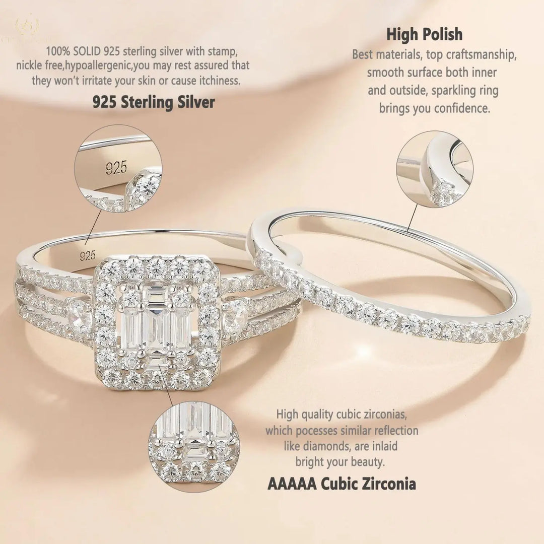 Emerald Cut Cubic Zirconia Bridal Set Crystalstile