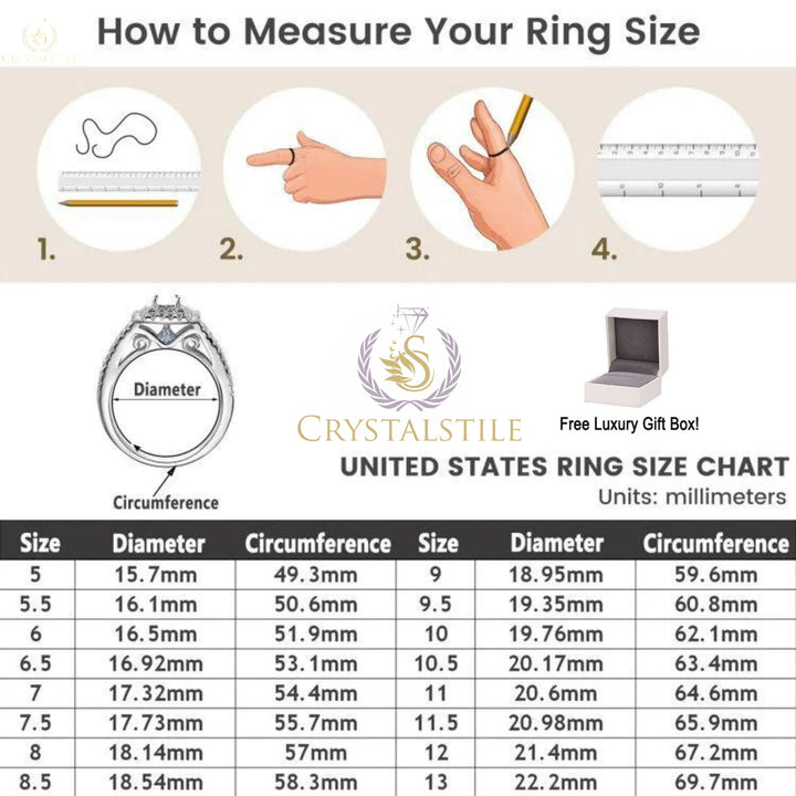 Engagement Wedding Rings for Women, Classic Jewelry - Crystalstile