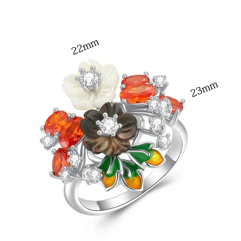 Flower Shining Zircon Ring Crystalstile