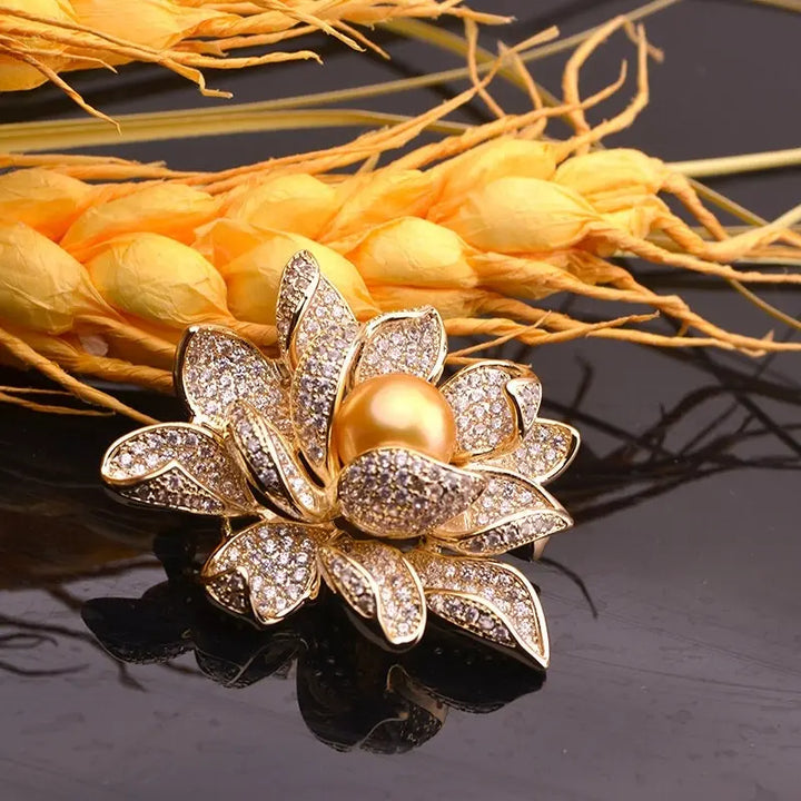Freshwater Pearl Brooch Accessor, 14K Gold Shiny - Crystalstile
