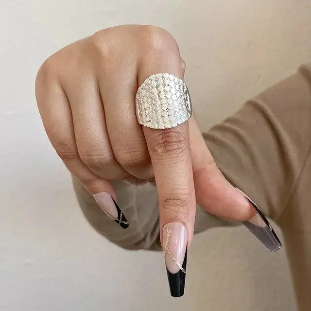 Geometric Matte Elastic Rope Connection Finger Rings Crystalstile