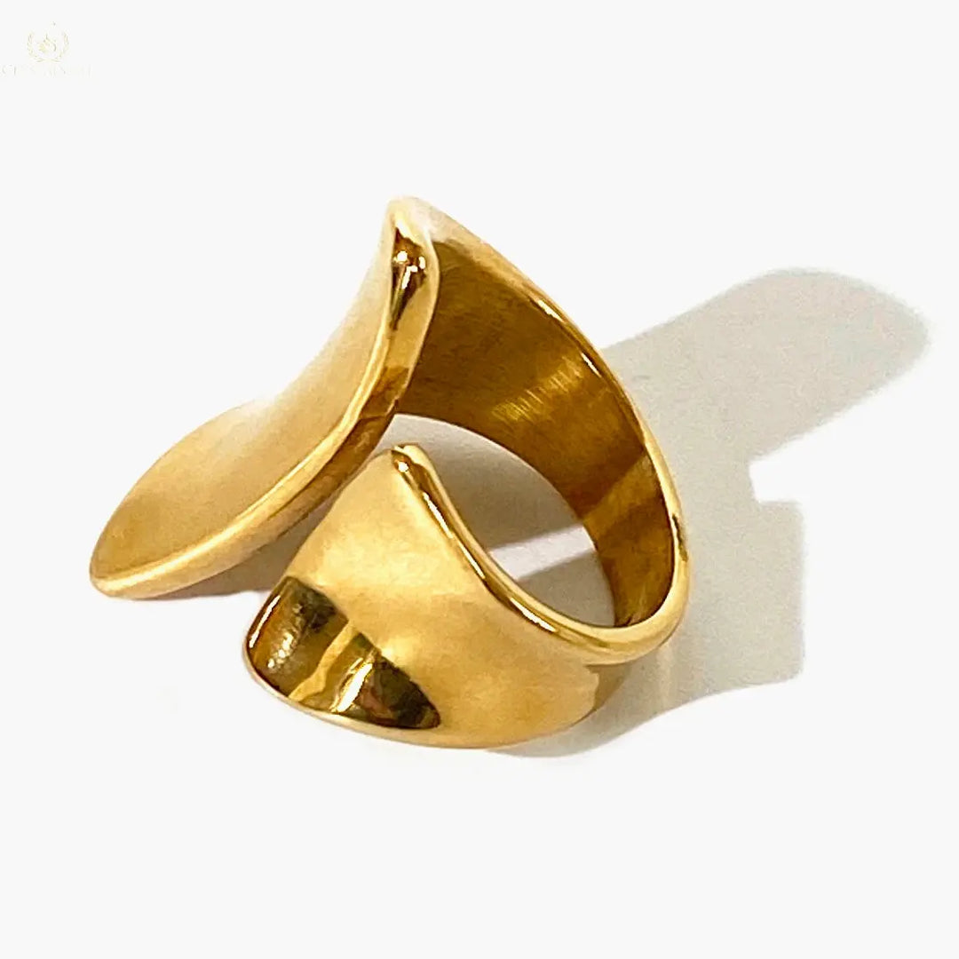 Gold Plated Irregular Wide Open Ring Crystalstile