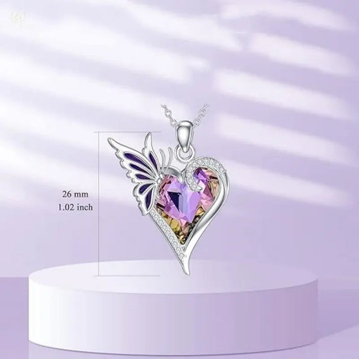 High-grade Design Purple Butterfly Love Crystal Diamond Necklace Crystalstile