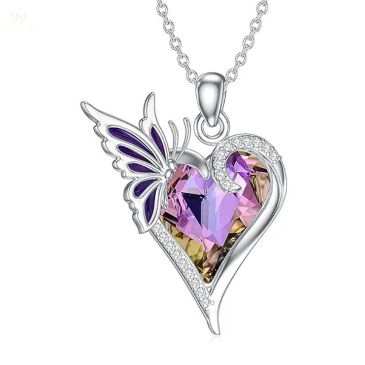 High-grade Design Purple Butterfly Love Crystal Diamond Necklace Crystalstile