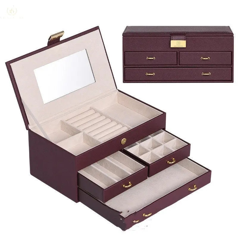 Jewelry Organizer Box, 3-Layer PU - Crystalstile