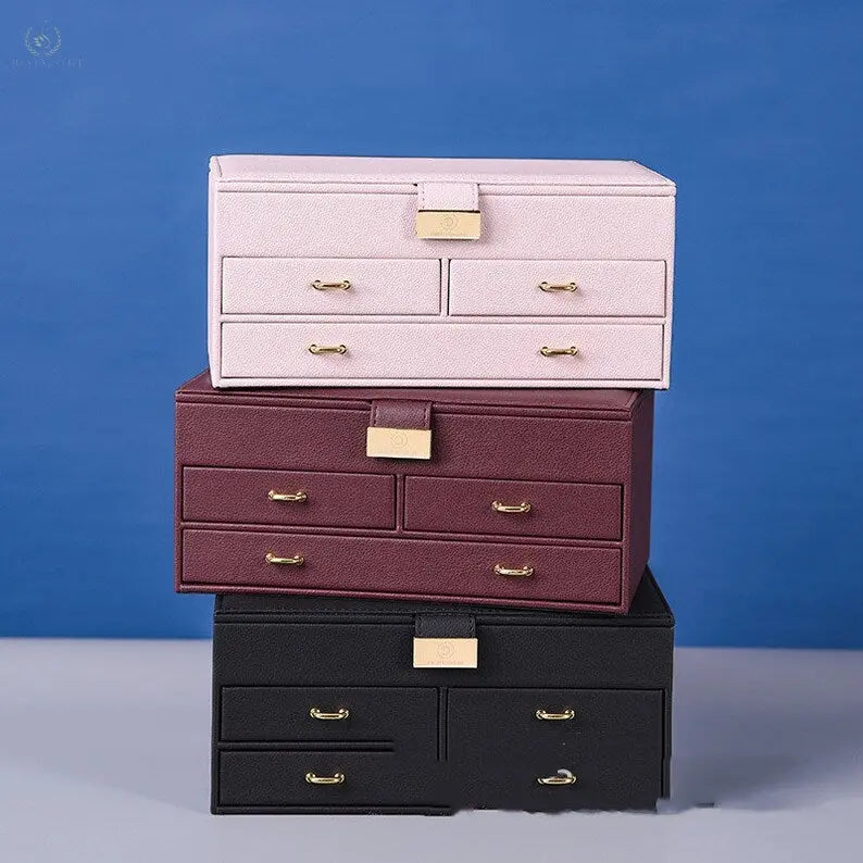 Jewelry Organizer Box, 3-Layer PU - Crystalstile