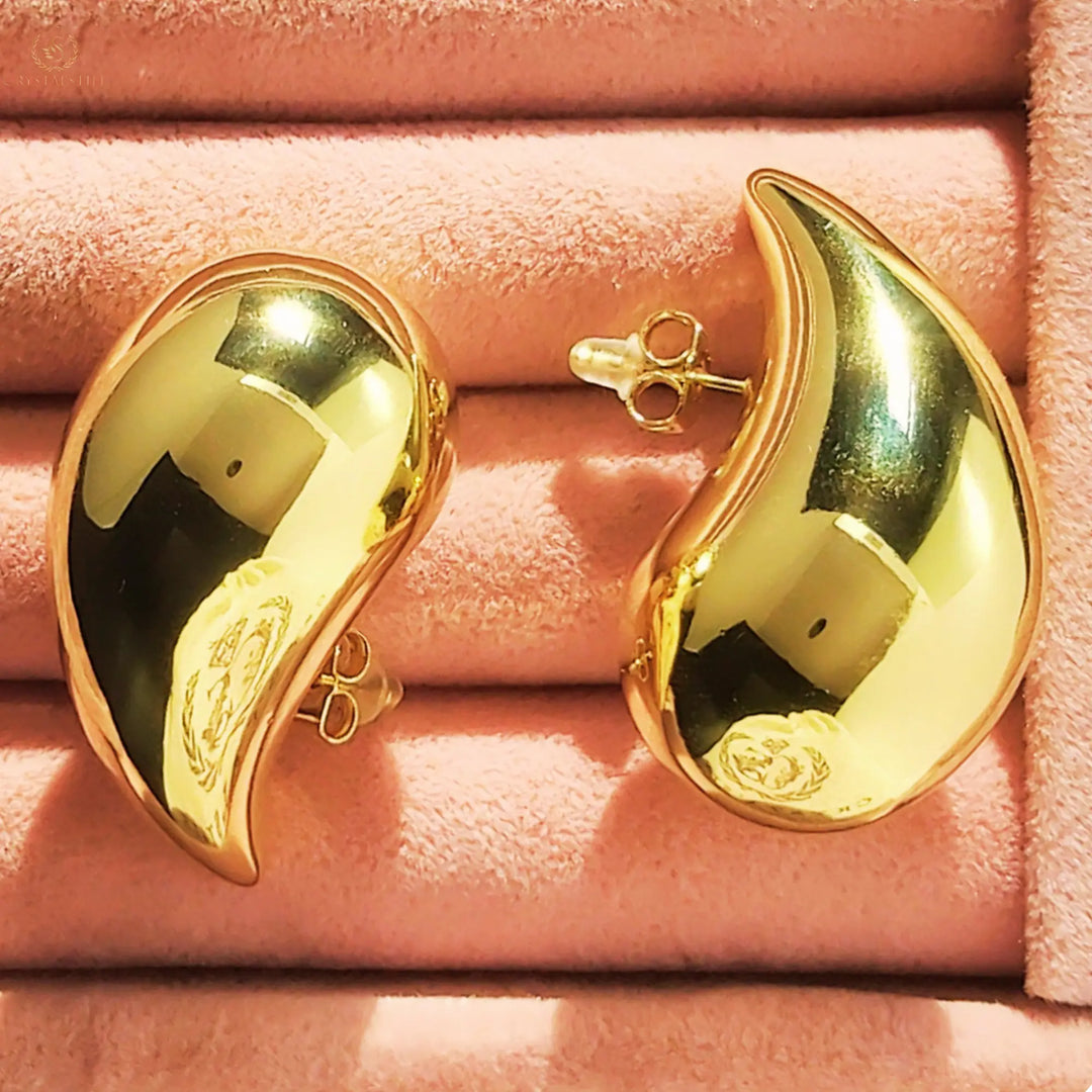 Large Gold Teardrop earrings Crystalstile