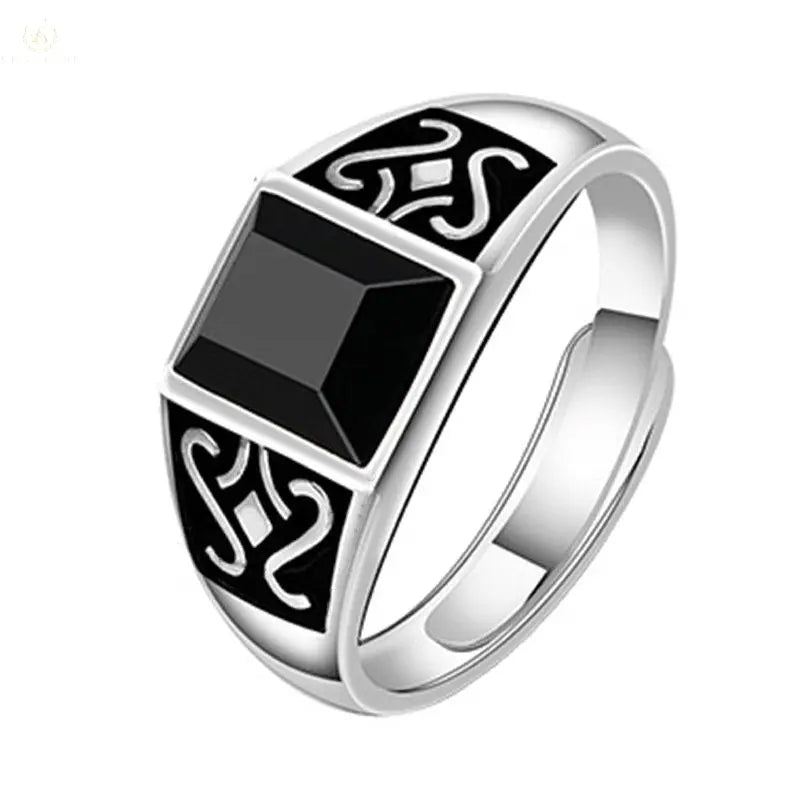 Men's Trendy Obsidian Domineering Ring - Crystalstile