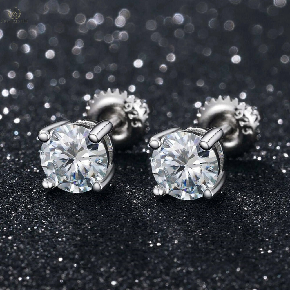 Moissanite Earrings For Women, Real 0.1-1 Carat D Color - Crystalstile