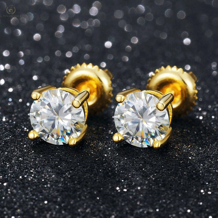 Moissanite Earrings For Women, Real 0.1-1 Carat D Color - Crystalstile