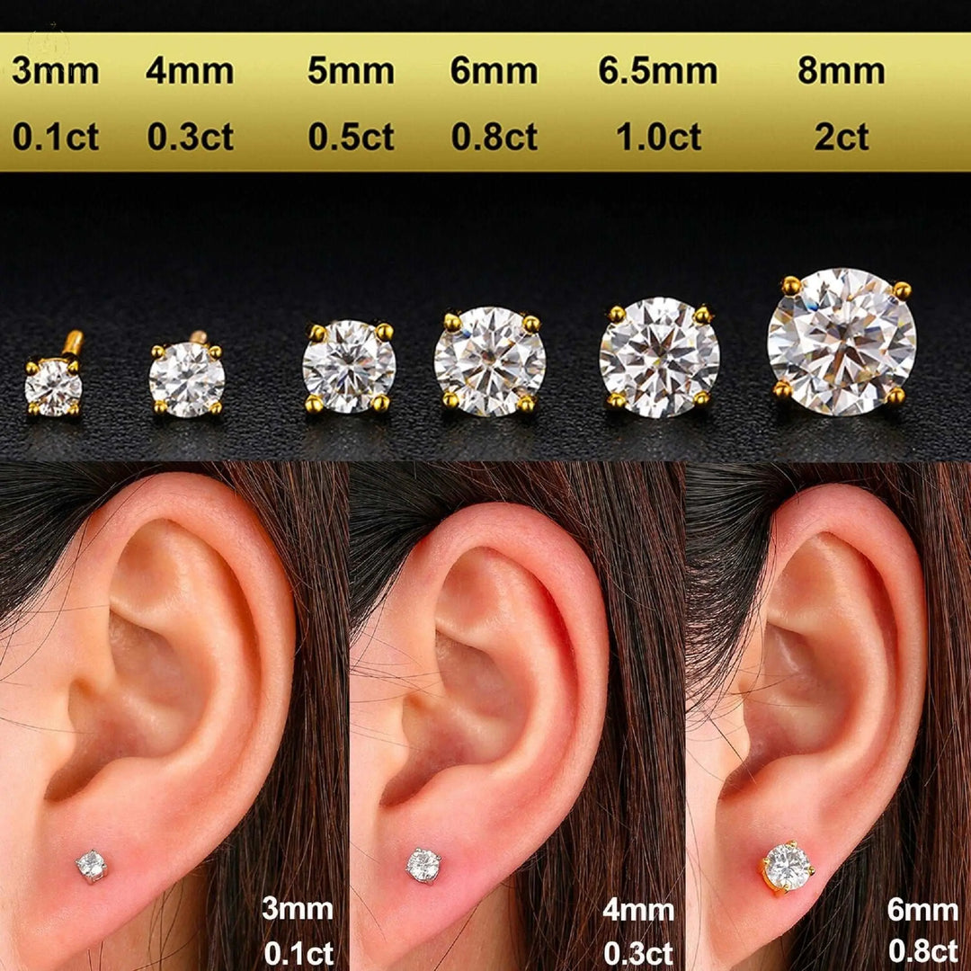 Moissanite Earrings For Women, Real 0.1-1 Carat D Color - Crystalstile