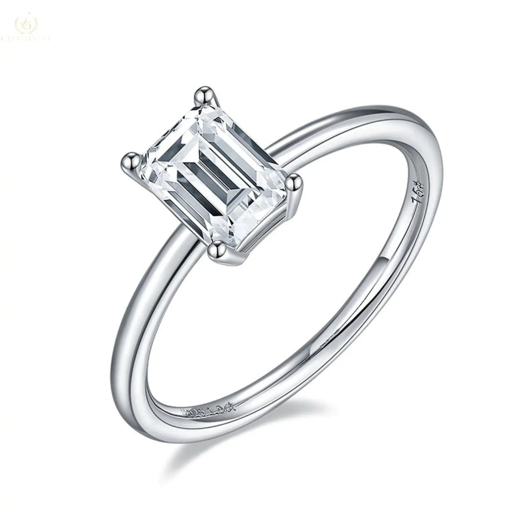 Moissanite Ring Rectangle Cut - Crystalstile