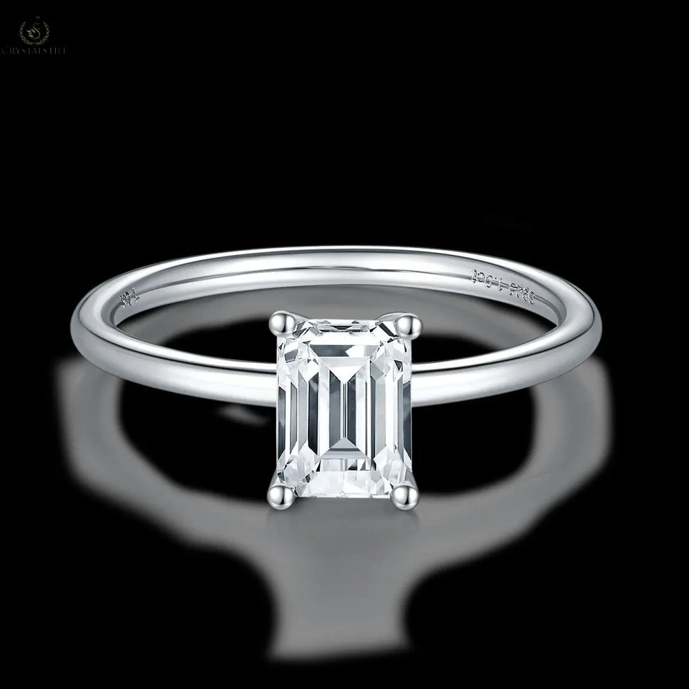 Moissanite Ring Rectangle Cut - Crystalstile