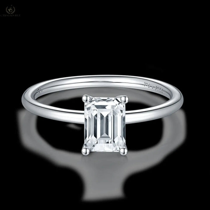 Moissanite Ring Rectangle Cut - Crystalstile