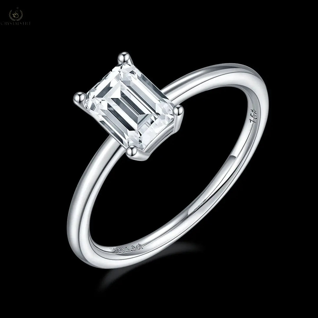 Moissanite Ring Rectangle Cut - Crystalstile