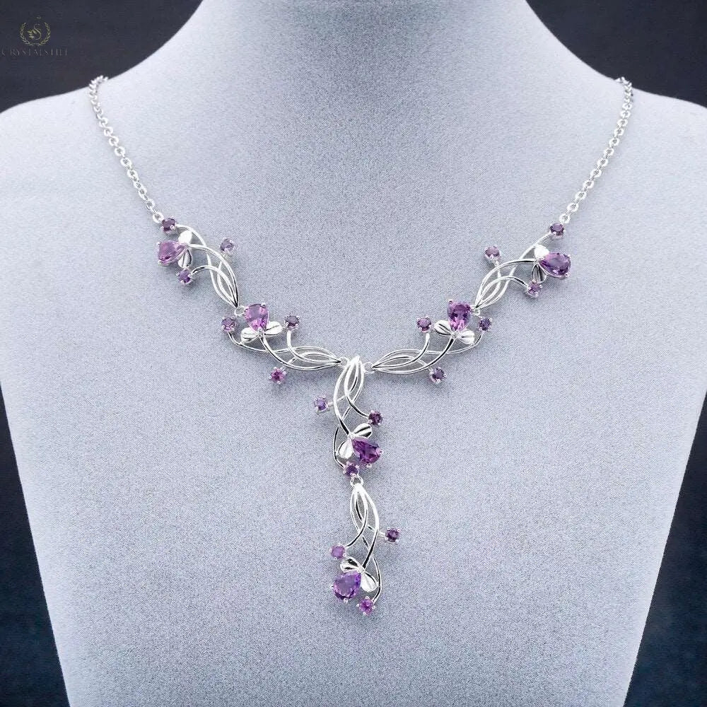 Natural Amethyst Bridal Necklace - Crystalstile