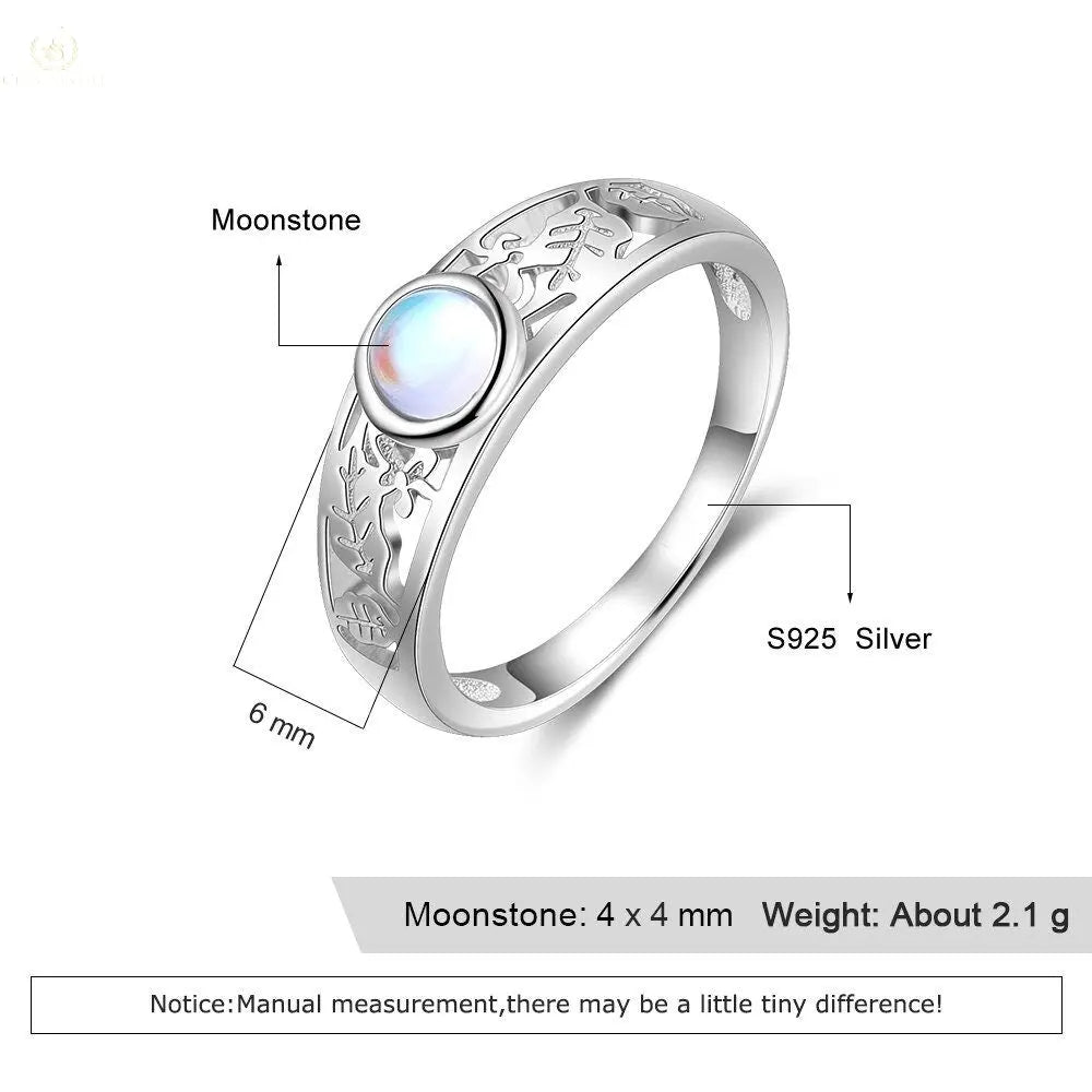Natural Moonstone Ring, 925 Sterling Silver Moonstone Ring - Crystalstile