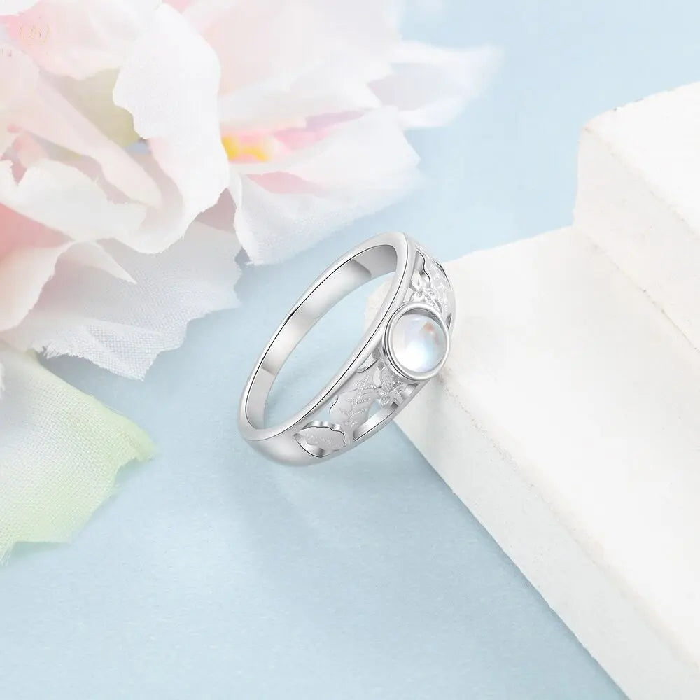 Natural Moonstone Ring, 925 Sterling Silver Moonstone Ring - Crystalstile