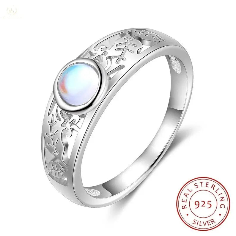 Natural Moonstone Ring, 925 Sterling Silver Moonstone Ring - Crystalstile