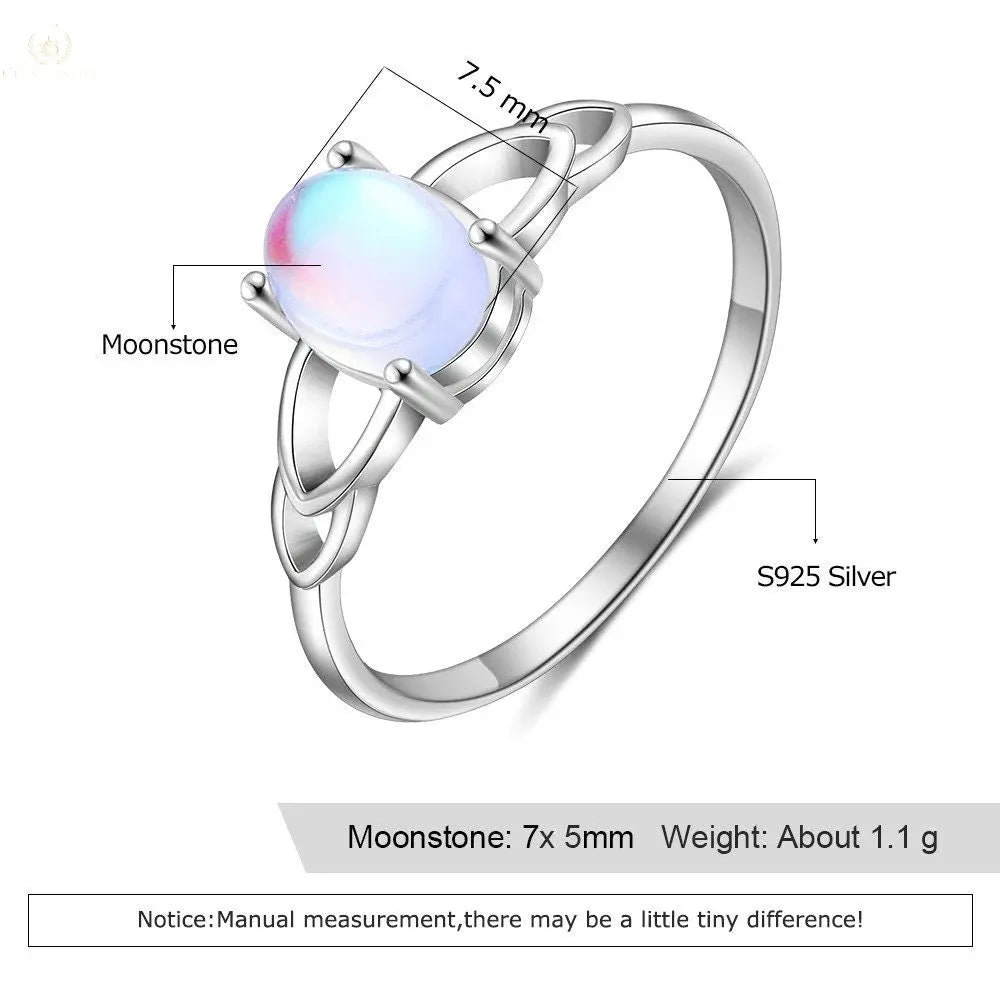 Natural Moonstone Ring, Oval Rainbow Moonstone Rings - Crystalstile