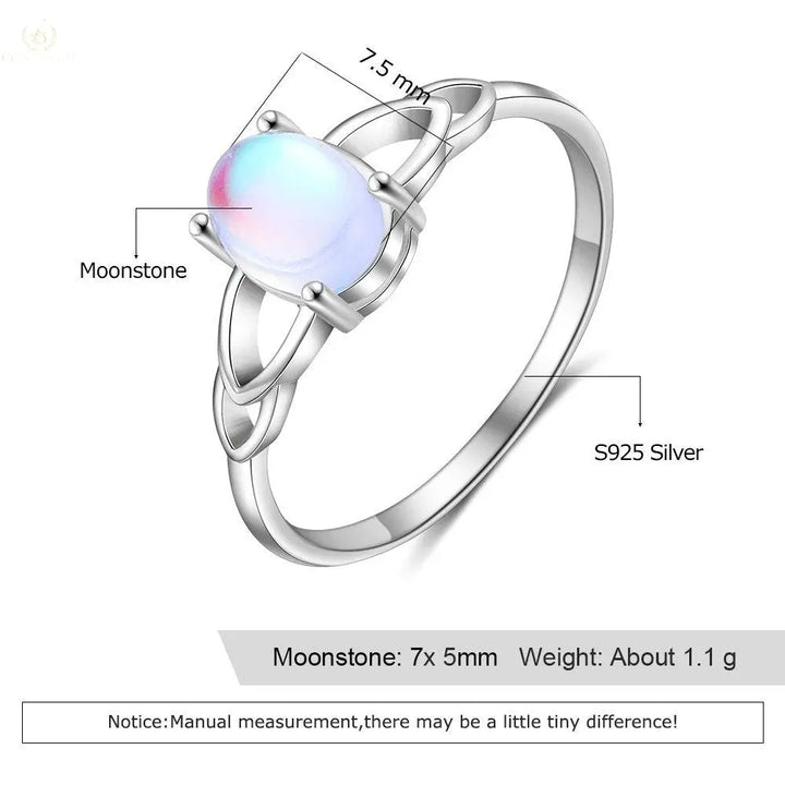 Natural Moonstone Ring, Oval Rainbow Moonstone Rings - Crystalstile