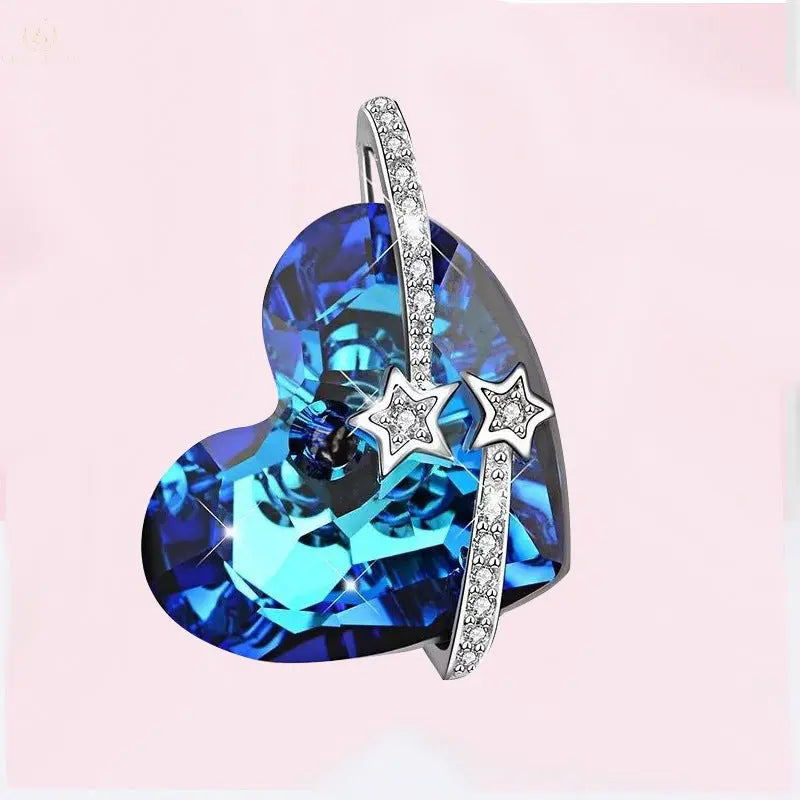 Ocean Heart Love Crystal Necklace Crystalstile