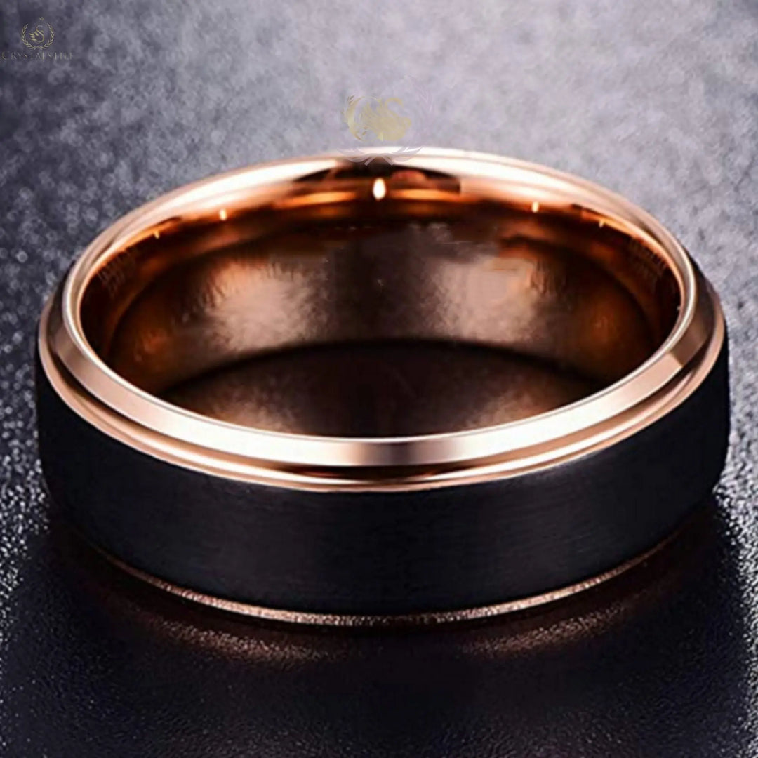 Rose Gold Plated Tungsten Carbide Rings for Men - Crystalstile