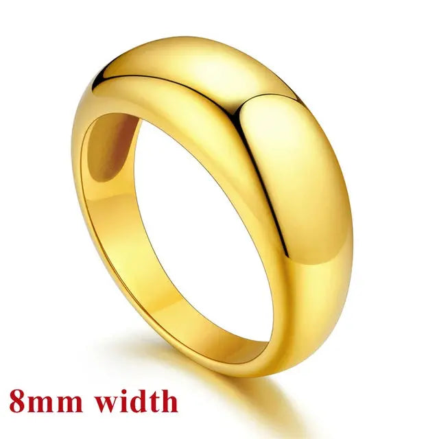 Stainless Steel Croissant Dome Rings Crystalstile