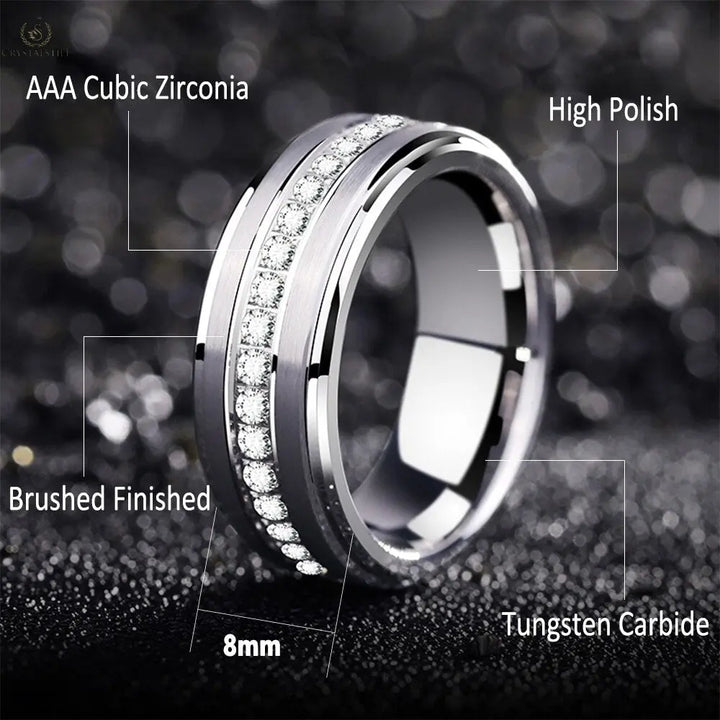 Tungsten wedding band men, Tungsten Band - Crystalstile