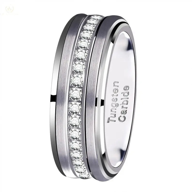 Tungsten wedding band men, Tungsten Band - Crystalstile