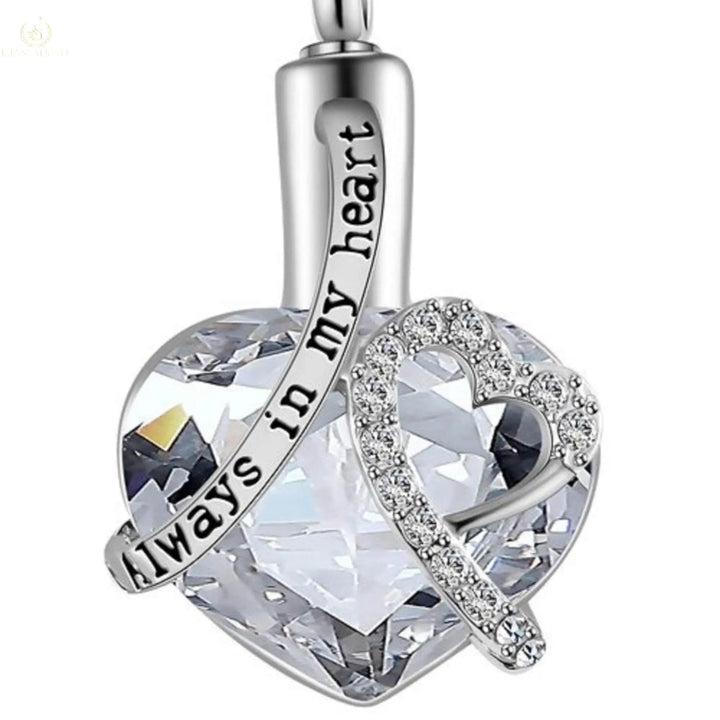 Urn Necklace Cremation Always in My Heart Jewelry Ashes Pendant - Crystalstile