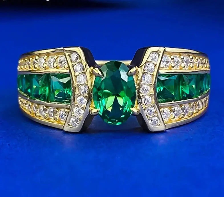 Vintage Oval Cut Emerald High Carbon Diamond Rings Crystalstile