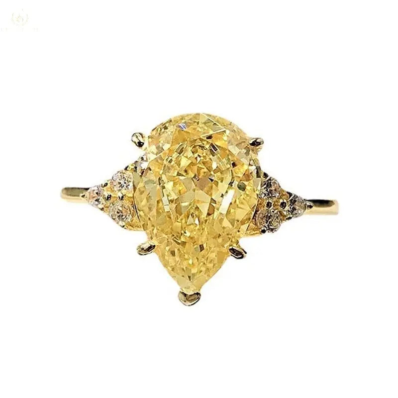 Water Drop Created Moissanite Citrine Gemstone Engagement Rings - Crystalstile