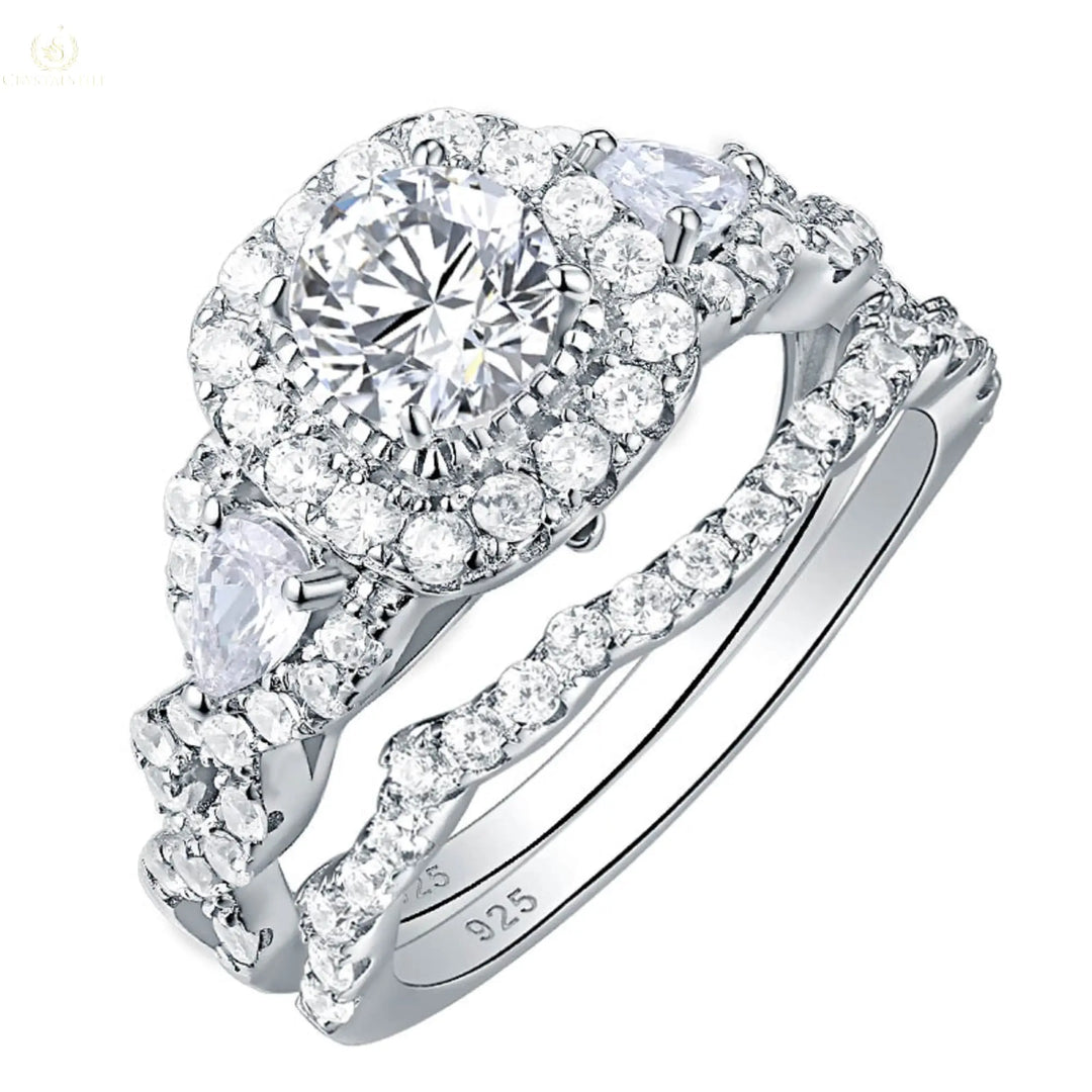 Wedding Ring Set,  0.8CT, 2 Pcs Round Cut - Crystalstile