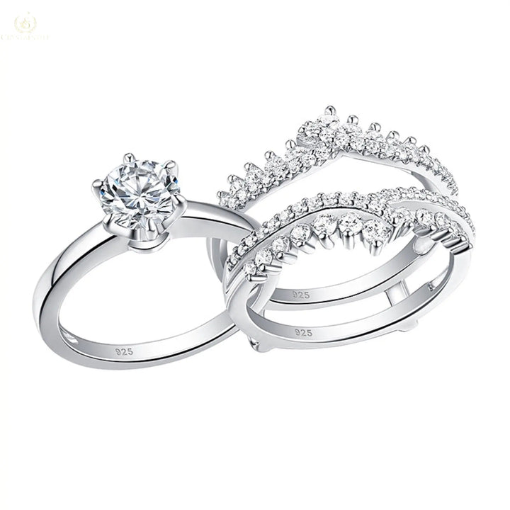 Wedding Ring Set, 1.0CT, 2 Pcs, Hexagon Cut - Crystalstile